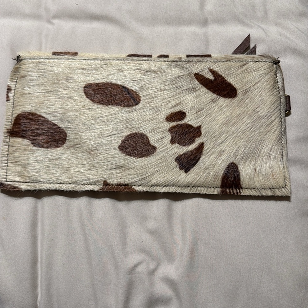 Nine West Mohair animal print clutch with wrist strap. - Picture 2 of 5